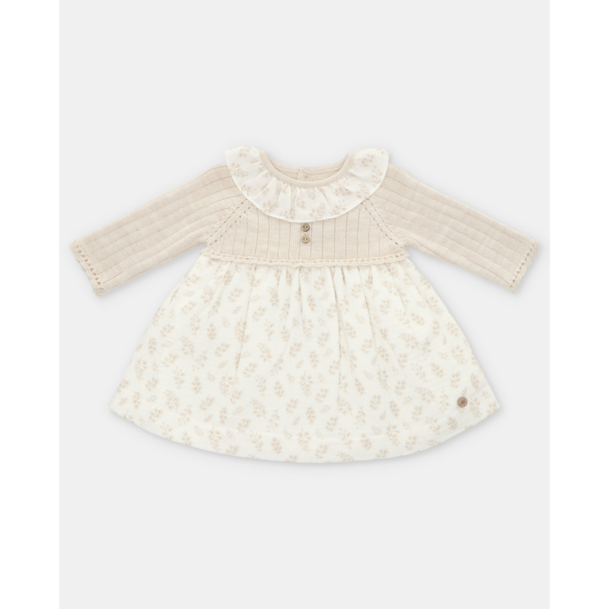 Vestido Punto y Tela Niña Sabbia