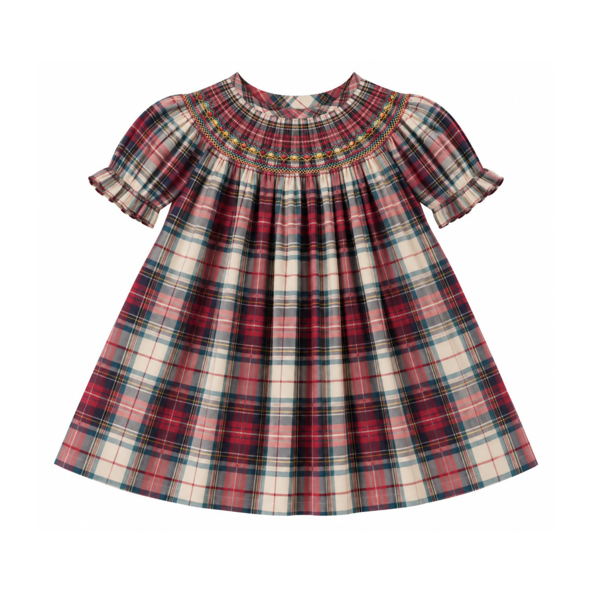 Vestido Cuadros Navidad Punto Smock