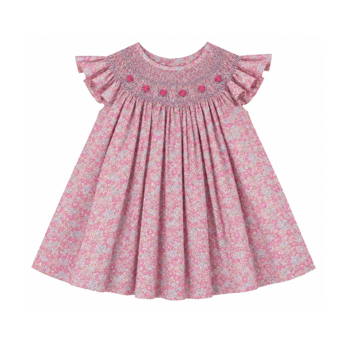 Vestido Punto Smock - Liberty Rosa
