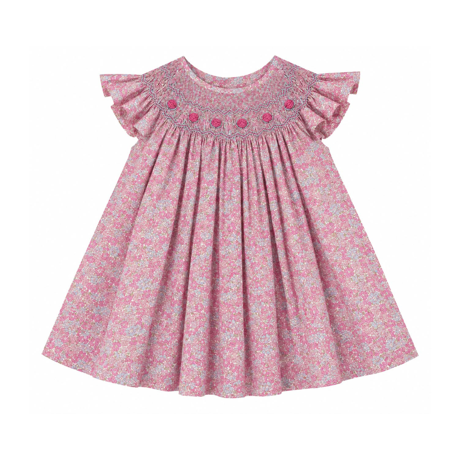 Vestido Punto Smock - Liberty Rosa